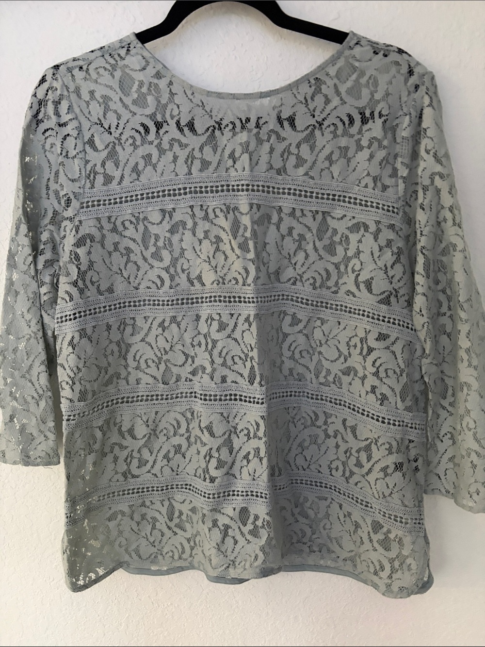 The Limited Lace Overlay Blouse in Light Blue-Gray